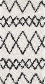 Shaggy Rug Lined Herringbone White/Black Line