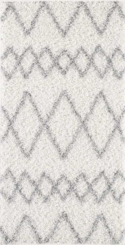 Shaggy Rug Lined Herringbone White