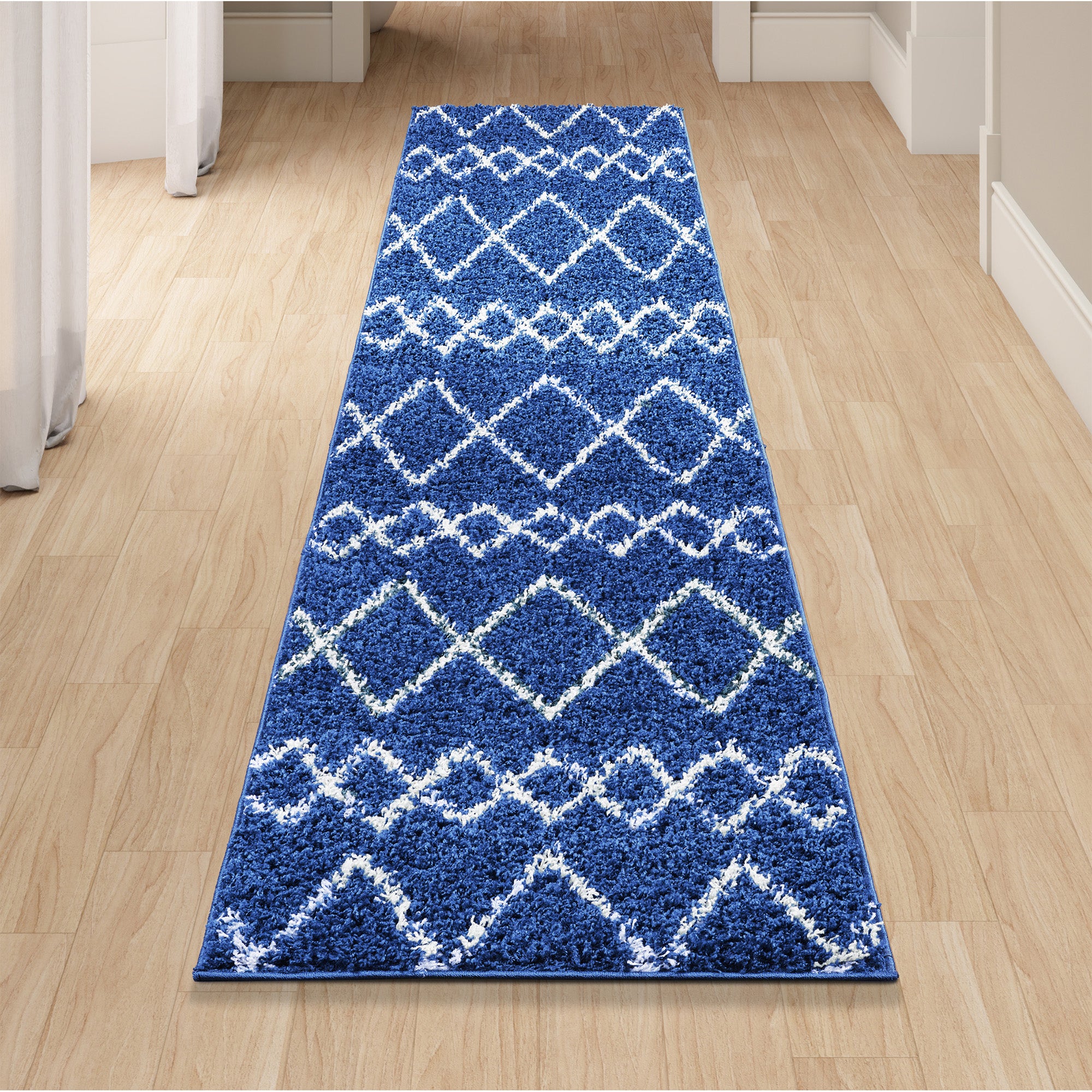 Shaggy Rug Lined Herringbone Navy