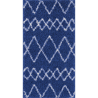 Shaggy Rug Lined Herringbone Navy
