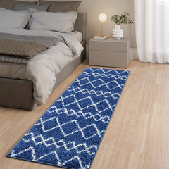 Shaggy Rug Lined Herringbone Navy