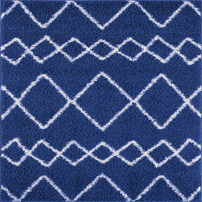 Shaggy Rug Lined Herringbone Navy