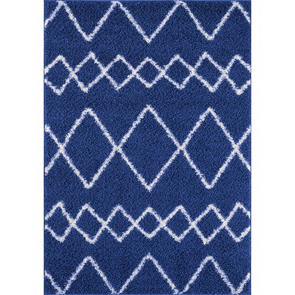 Shaggy Rug Lined Herringbone Navy