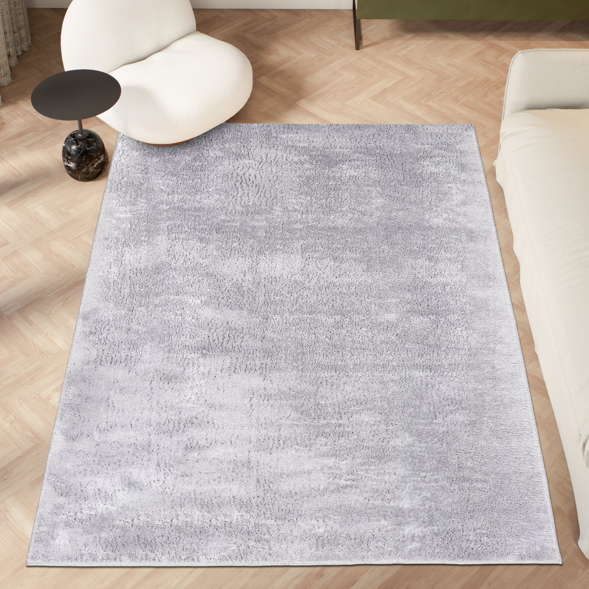 Anti-Slip Backing, Shaggy Rugs Light Grey