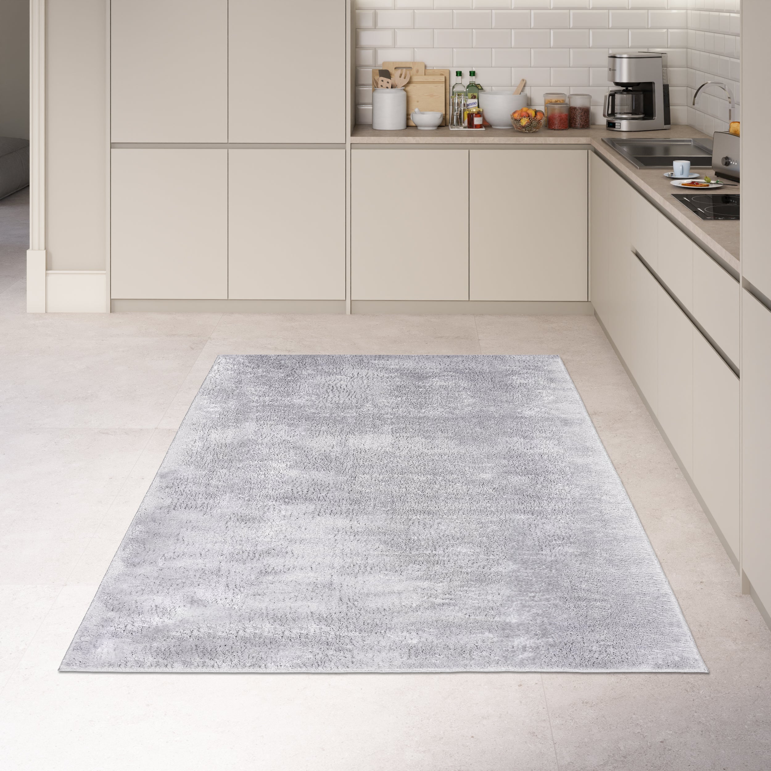 Anti-Slip Backing, Shaggy Rugs Light Grey