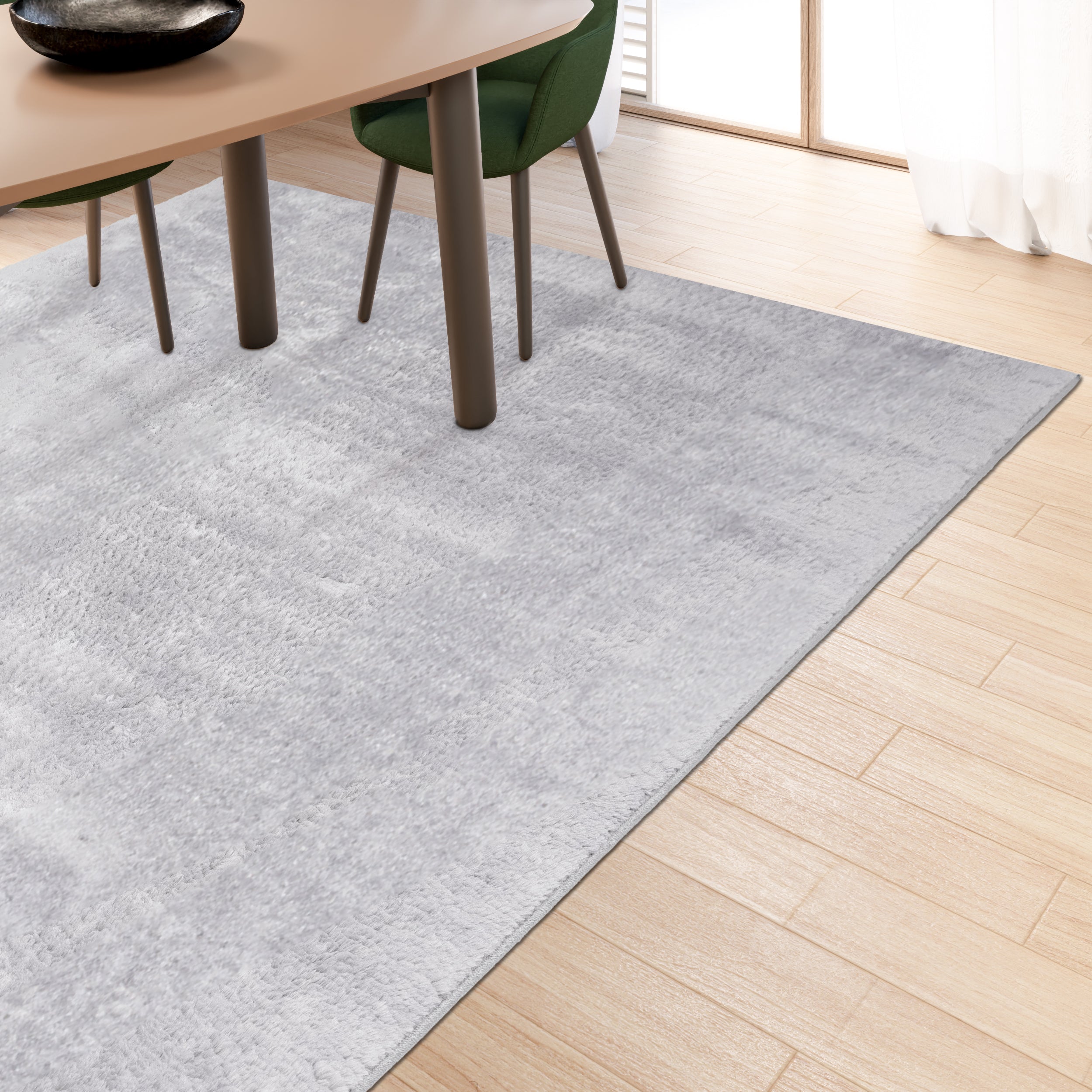 Anti-Slip Backing, Shaggy Rugs Light Grey