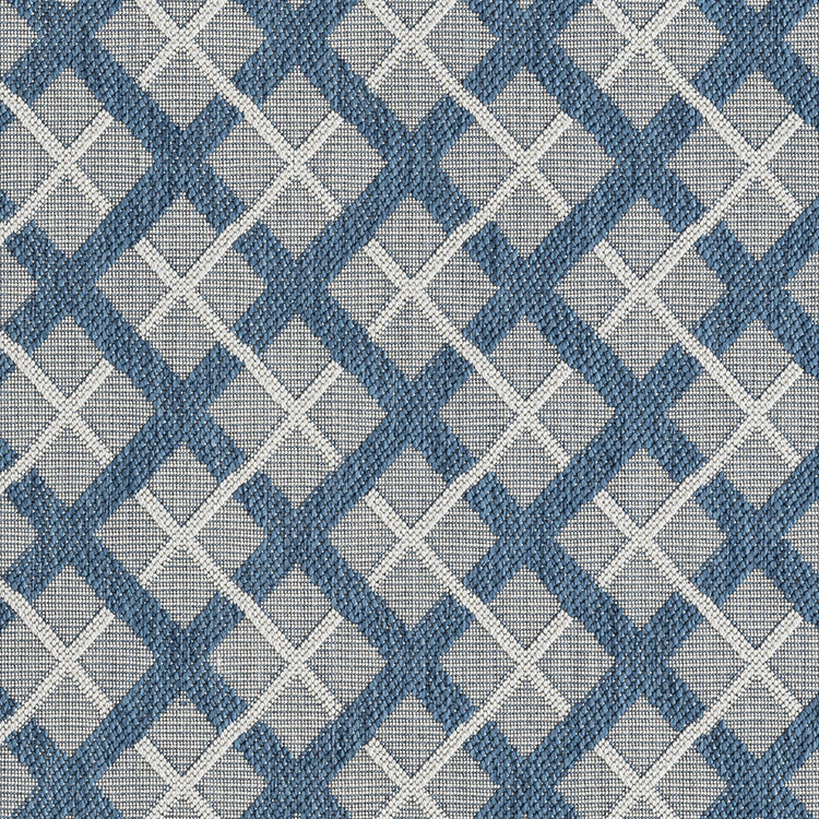 Outdoor Rugs Lined Collection Dark Blue Cream