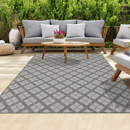 Outdoor Rugs Lined - Dark Grey / Cream
