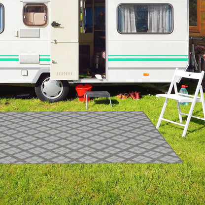 Outdoor Rugs Lined - Dark Grey / Cream