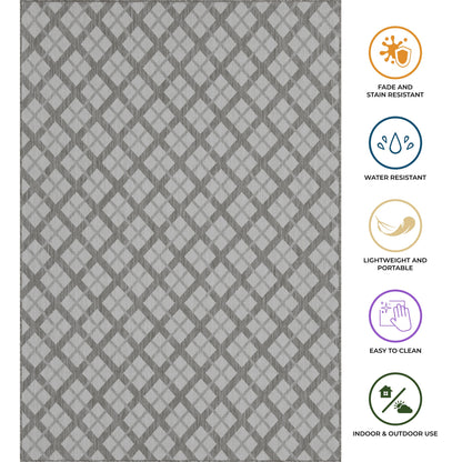Outdoor Rugs Lined - Dark Grey / Cream