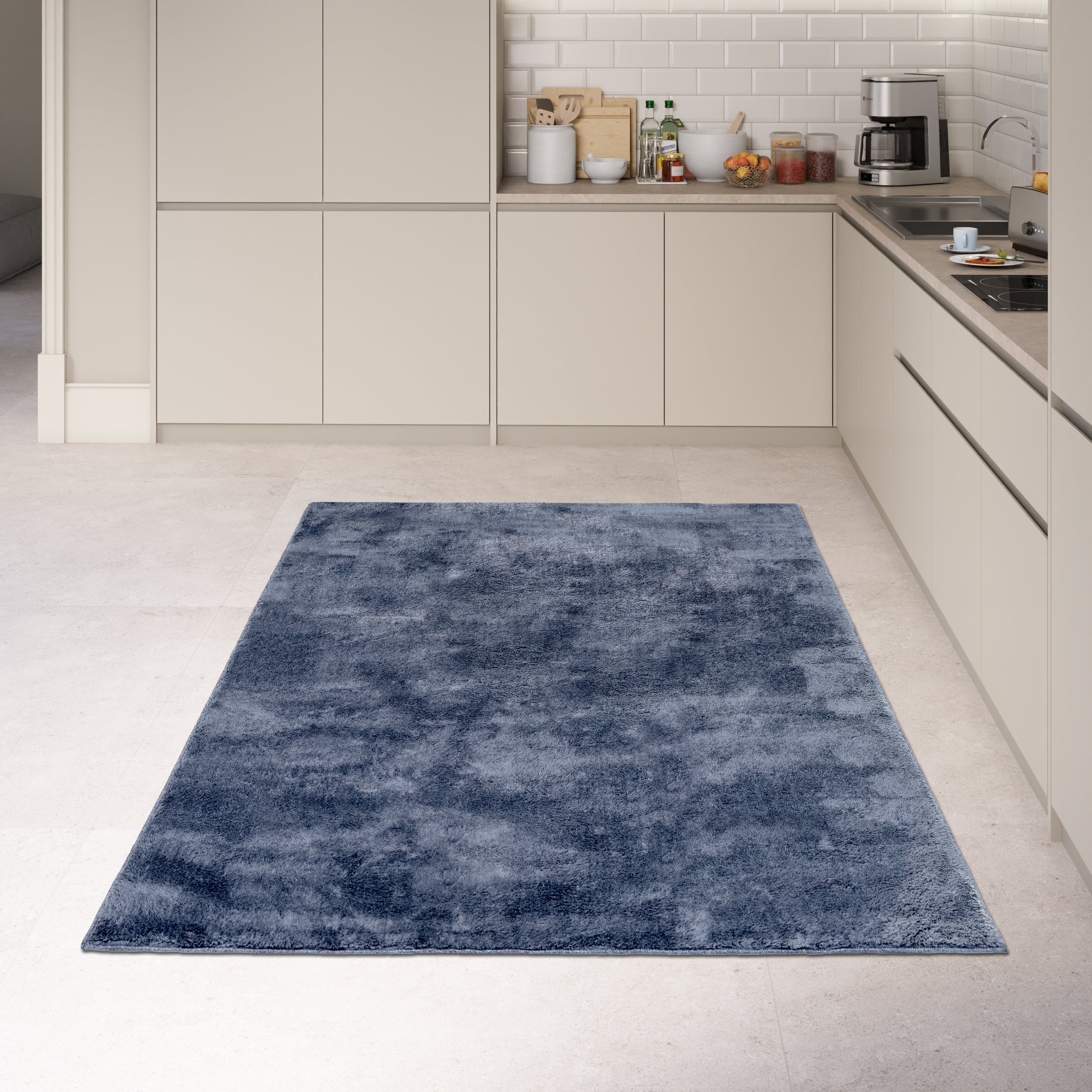 Anti-Slip Backing, Shaggy Rugs Navy