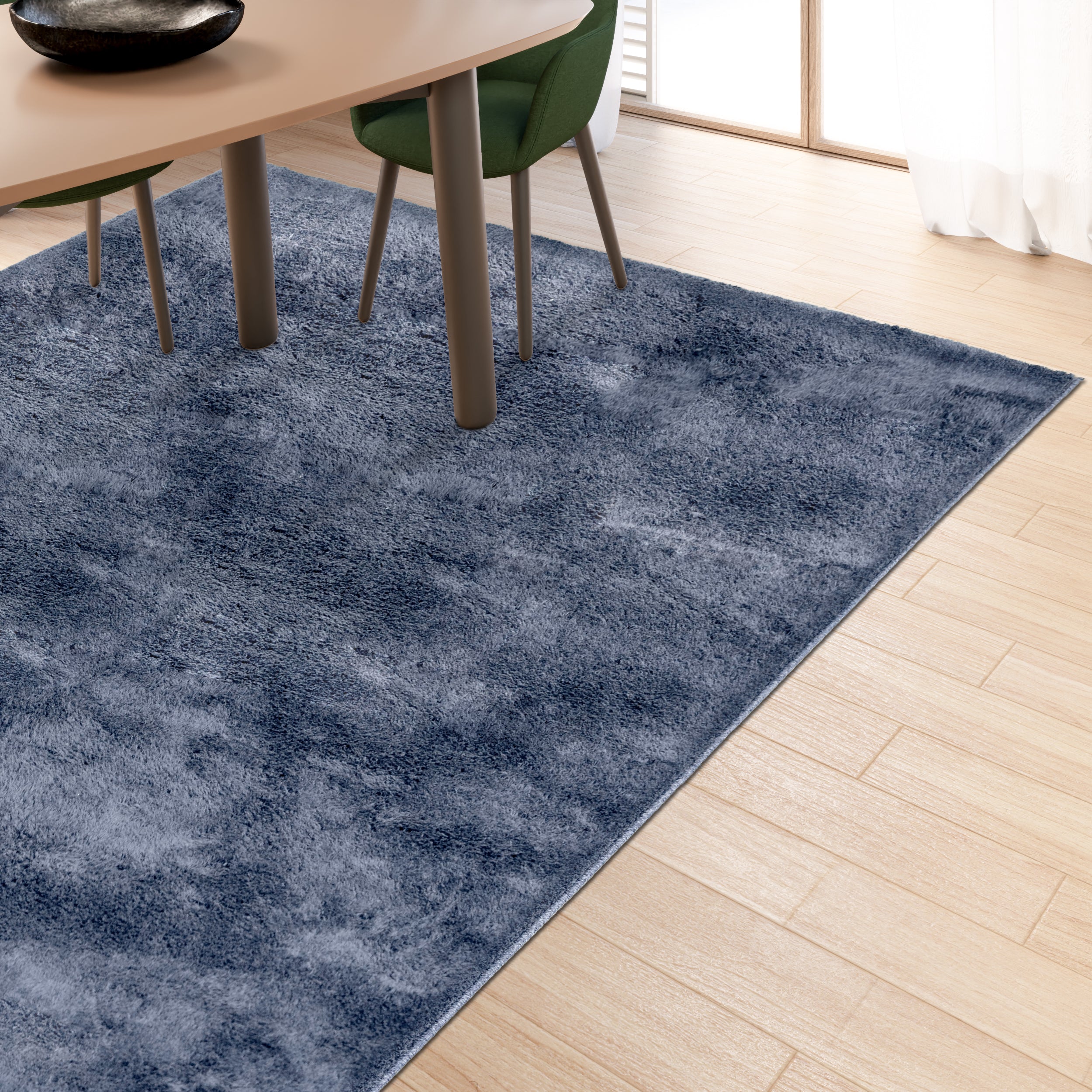 Anti-Slip Backing, Shaggy Rugs Navy