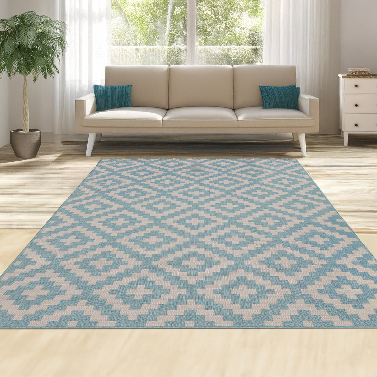 Indoor Rugs Square Collection Aqua Cream