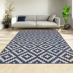 Indoor Rugs Square Collection Dark Blue Cream