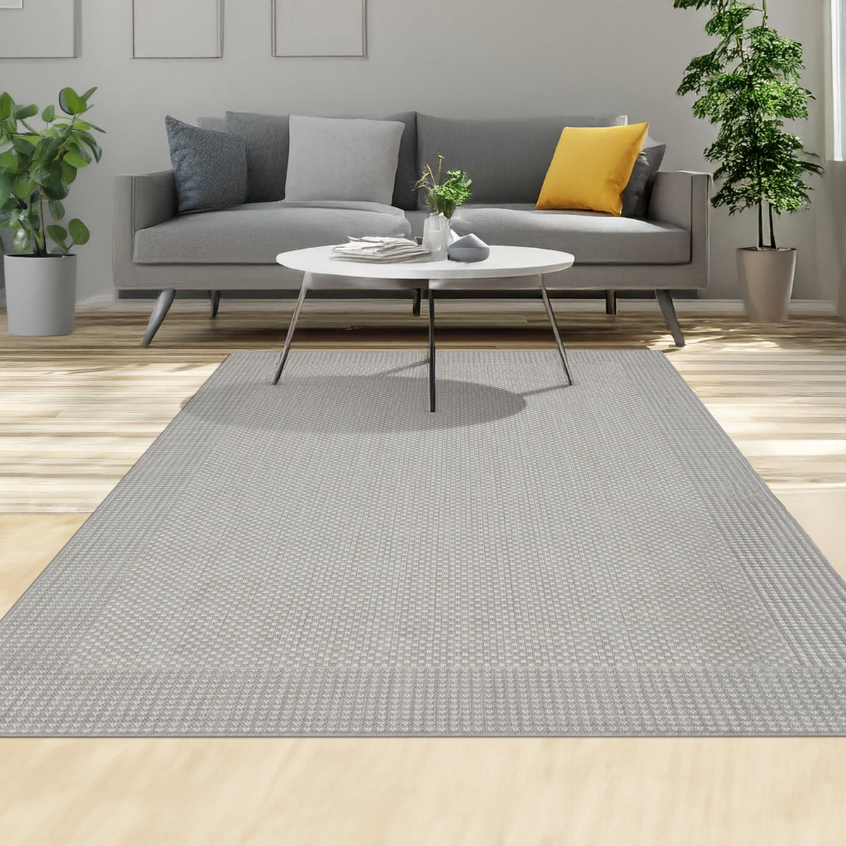 Indoor Rugs Plain Collection Grey Cream