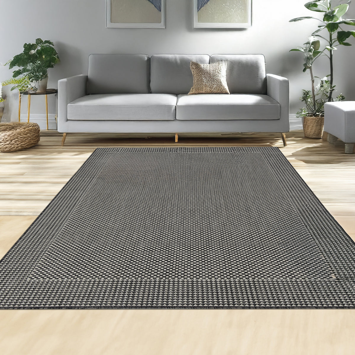 Indoor Rugs Plain Collection Anthracite Cream