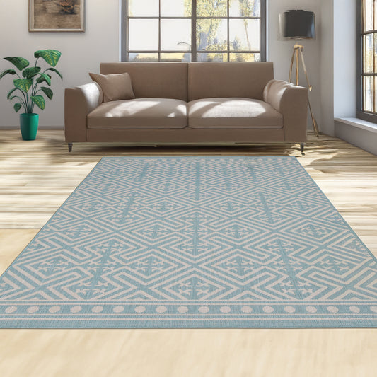 Indoor Rugs Medallion Collection Aqua Cream