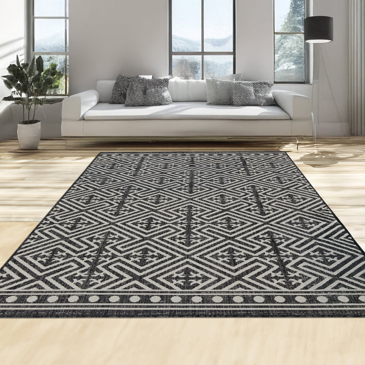 Indoor Rugs Medallion Collection Anthracite Cream