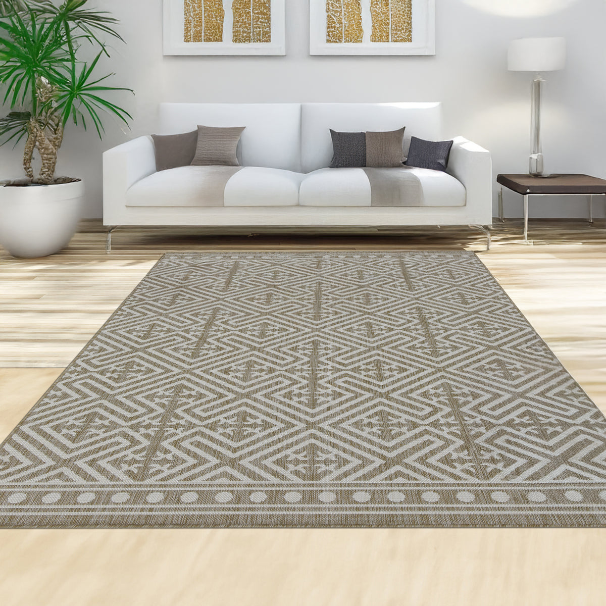 Indoor Rugs Medallion Collection Beige Cream