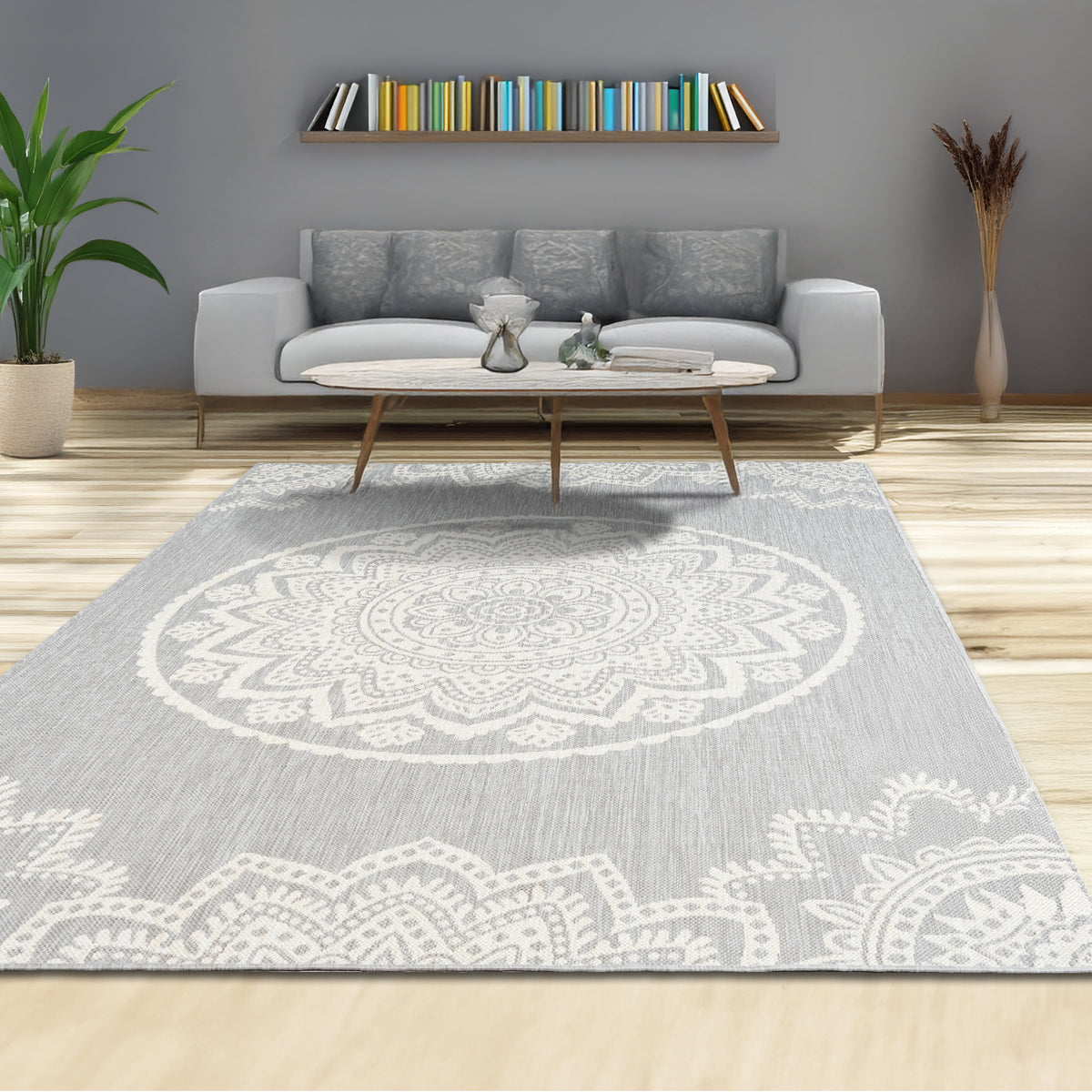 Indoor Rugs Mandala Grey / Cream