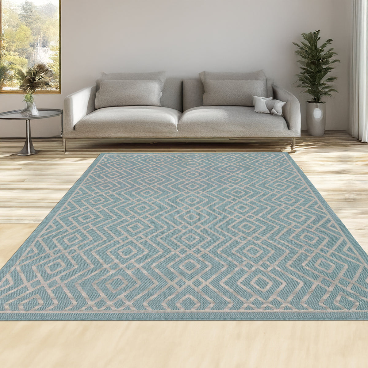 Indoor Rugs Diamond Collection Aqua Cream