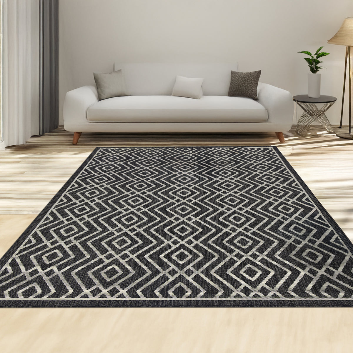 Indoor Rugs Diamond Collection Anthracite Cream