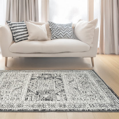 Indoor Rugs Vintage Rectangular Black / Cream