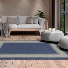 Indoor Rugs Rectangular Collection Dark Blue Cream