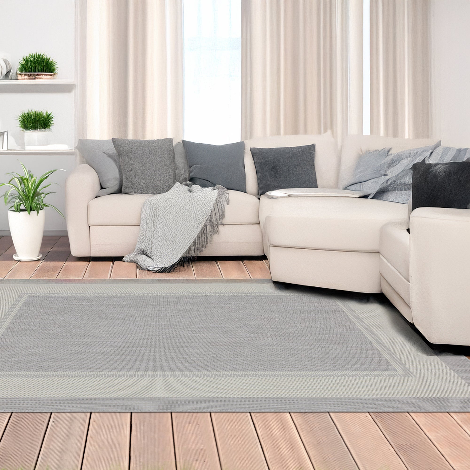 Indoor Rugs Rectangular Collection Grey Cream