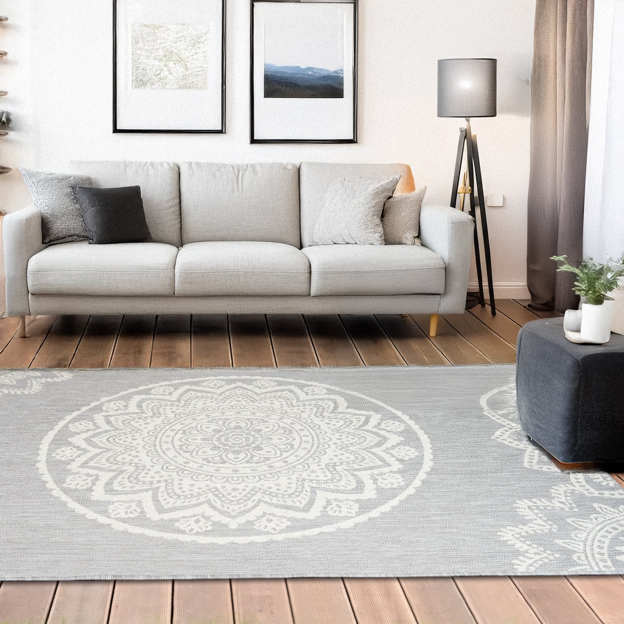 Indoor Rugs Mandala Grey / Cream