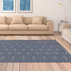 Indoor Rugs Diamond Collection Dark Blue Cream