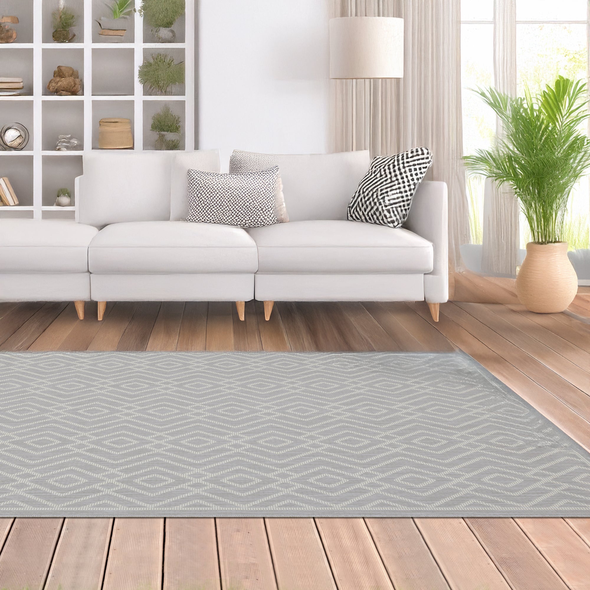 Indoor Rugs Diamond Collection Grey Cream