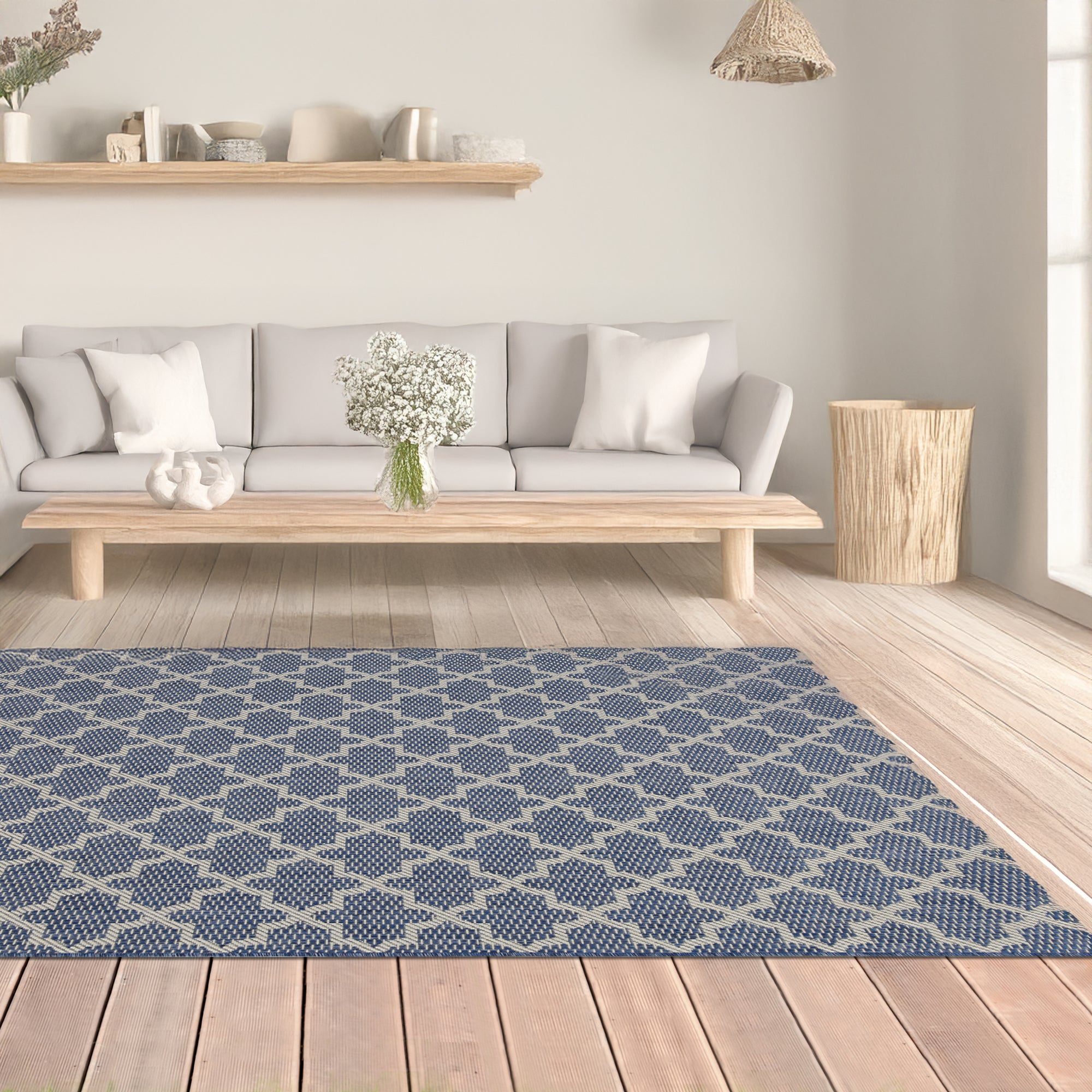 Indoor Rugs Classic Collection Dark Blue Cream