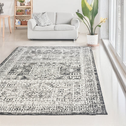 Indoor Rugs Vintage Rectangular Black / Cream