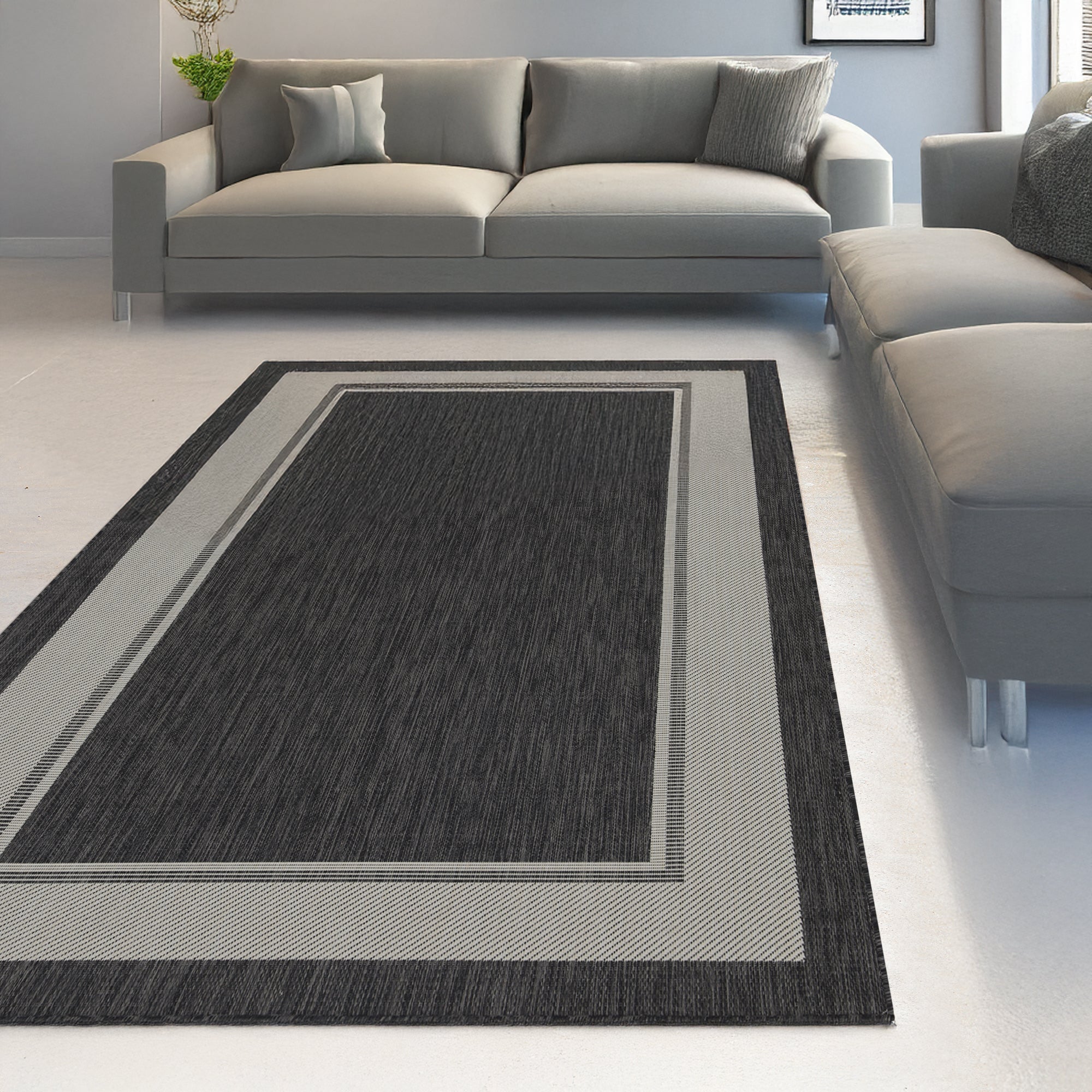 Indoor Rugs Rectangular Collection Anthracite Cream