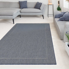 Indoor Rugs Plain Collection Dark Blue Cream