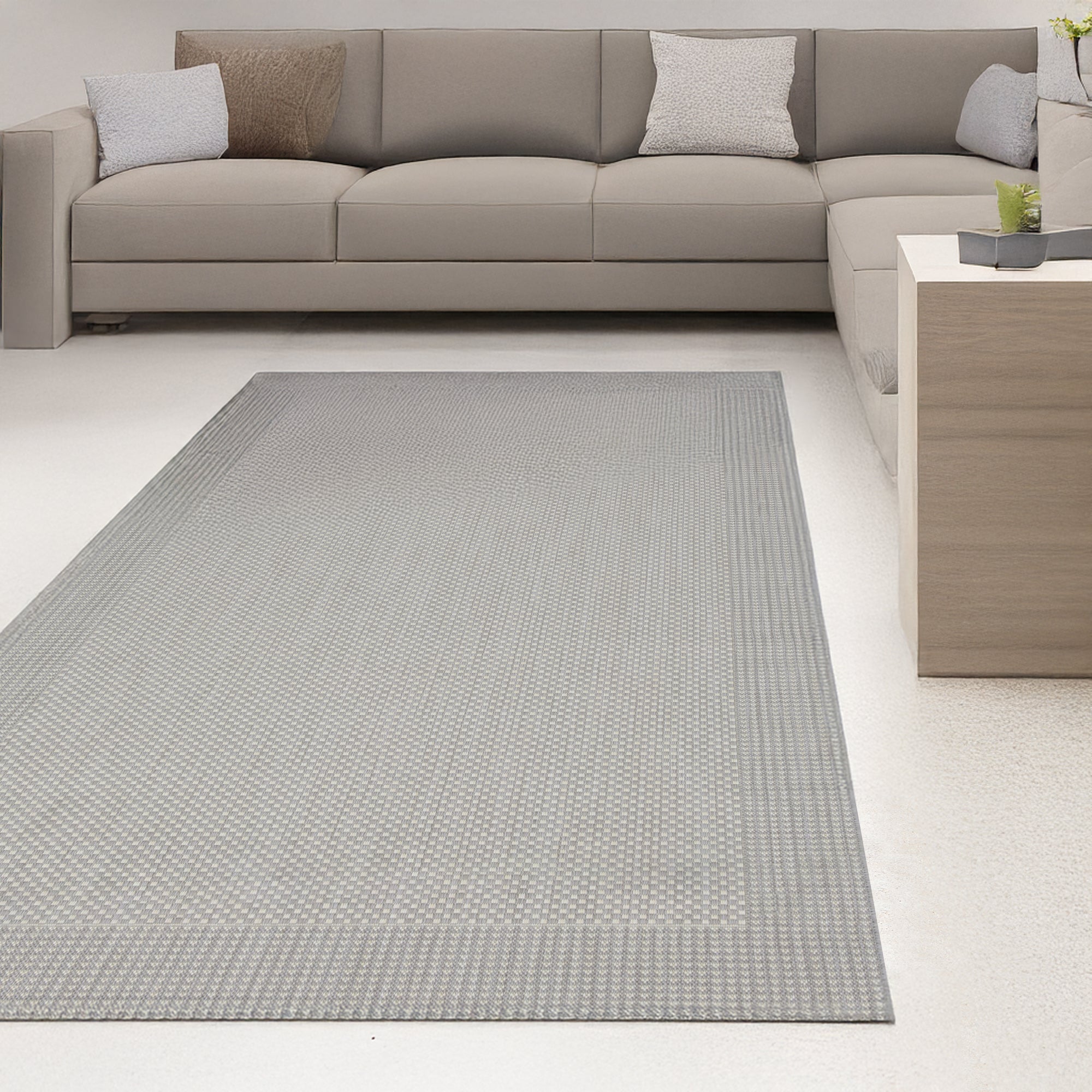 Indoor Rugs Plain Collection Grey Cream