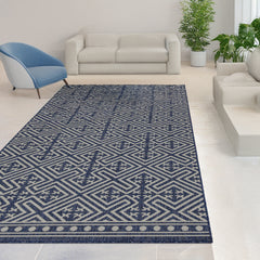 Indoor Rugs Medallion Collection Dark Blue Cream