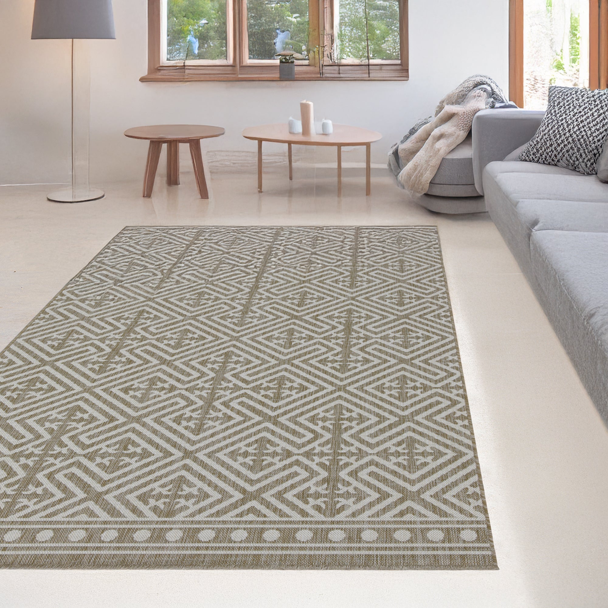 Indoor Rugs Medallion Collection Beige Cream