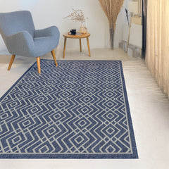 Indoor Rugs Diamond Collection Dark Blue Cream