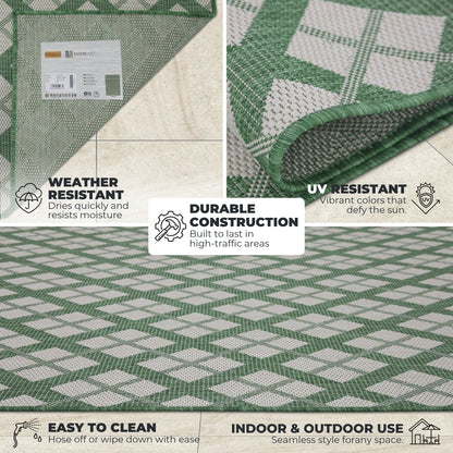 Outdoor Rugs Lined Collection Aqua Cream