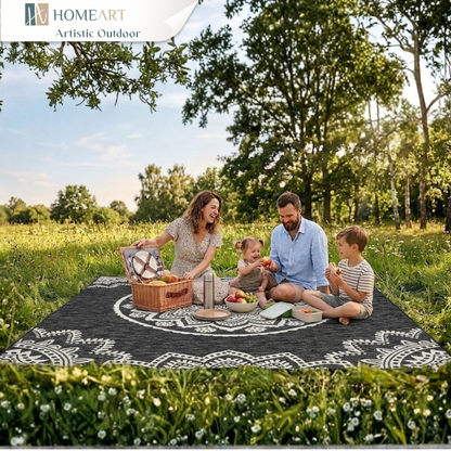 Outdoor Rugs Mandala Black / Cream