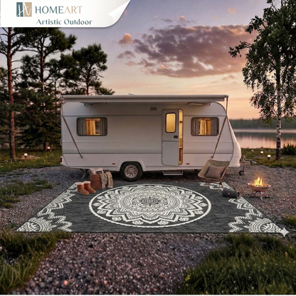 Outdoor Rugs Mandala Black / Cream
