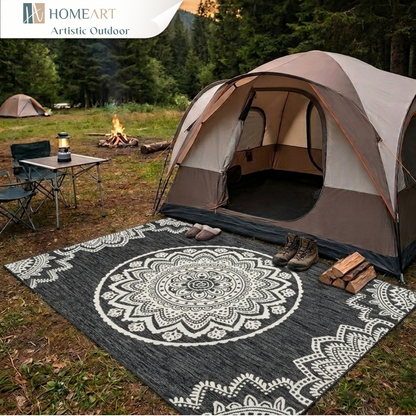 Outdoor Rugs Mandala Black / Cream