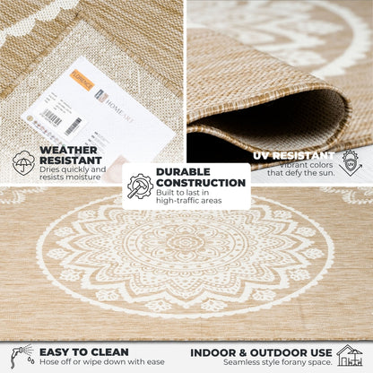 Outdoor Rugs Mandala Grey / Cream