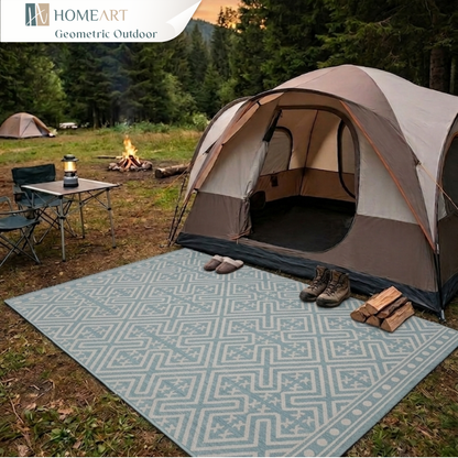 Outdoor Rugs Medallion Collection Aqua Cream