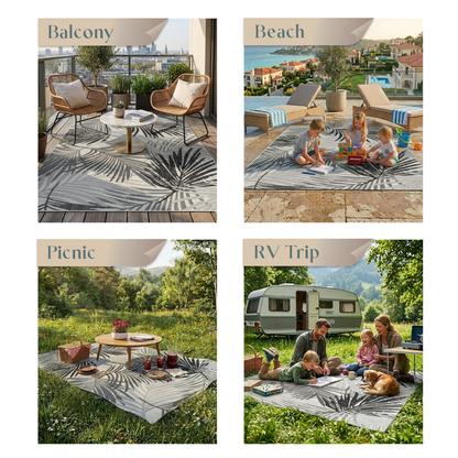Outdoor Rugs Palm - Black / Grey