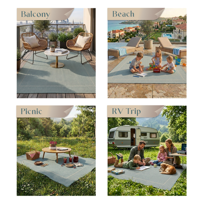 Outdoor Rugs Plain Collection Aqua Cream