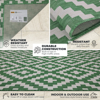 Outdoor Rugs Square Collection Dark Blue Cream