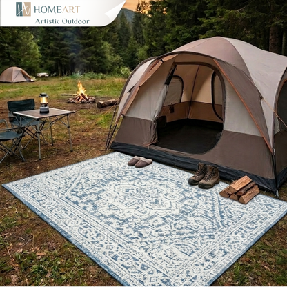Outdoor Rugs Vintage Medallion Blue / Cream